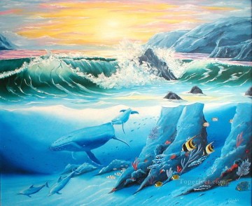 Fish Aquarium Painting - whale and dolphin friends randall brewer